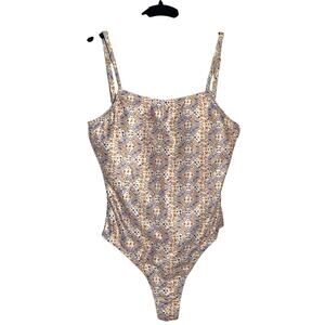 NWOT Aperol Paisley Print High Cut Cheeky One-Piece Bathing Suit Size Medium